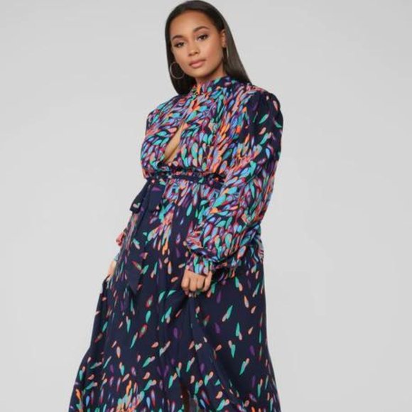 Fashion Nova Dresses & Skirts - Navy Wings Of A Feather Maxi Dress - Fashion Nova